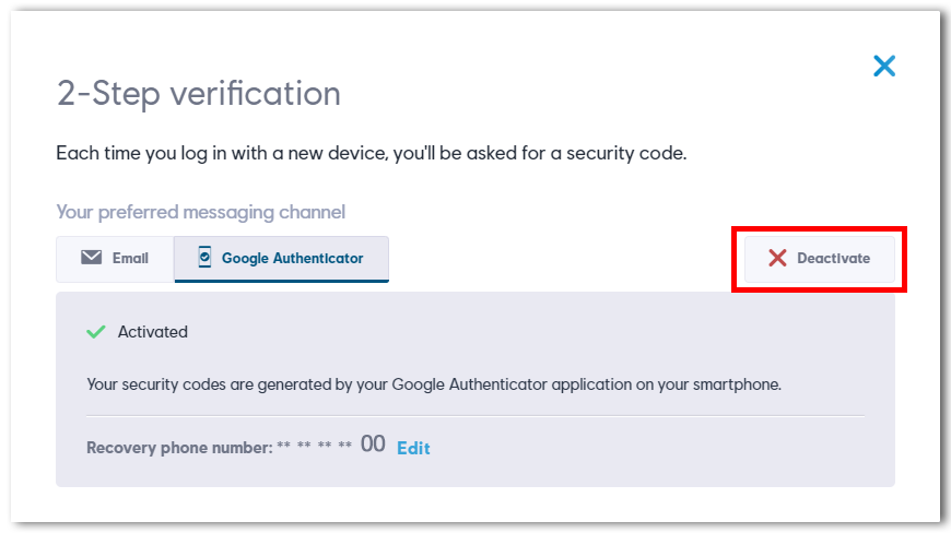 google authenticator reset backup code