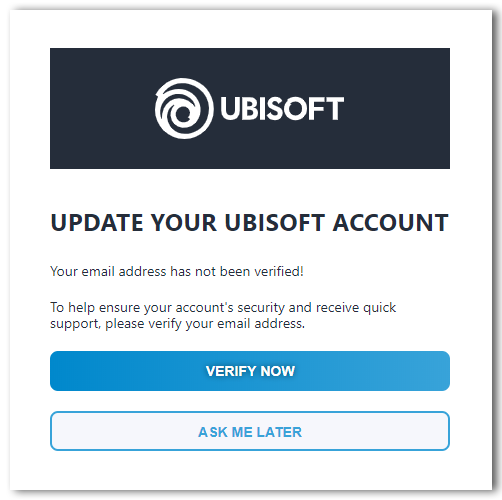 Ubisoftアカウントを認証する Ubisoftカスタマーサービス