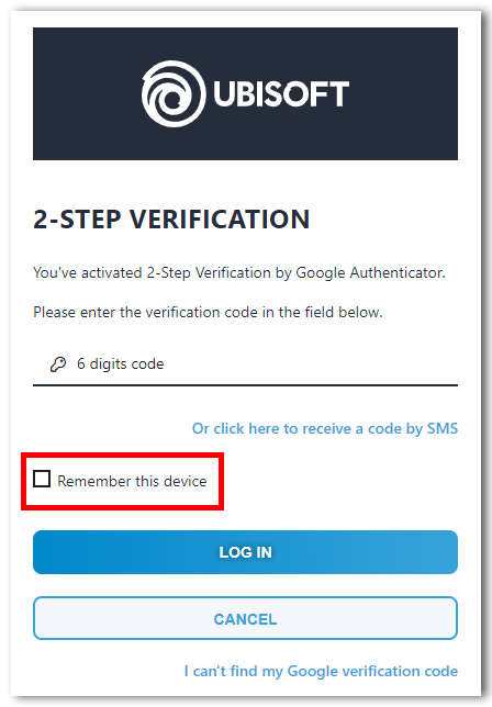 ubisoft google authenticator