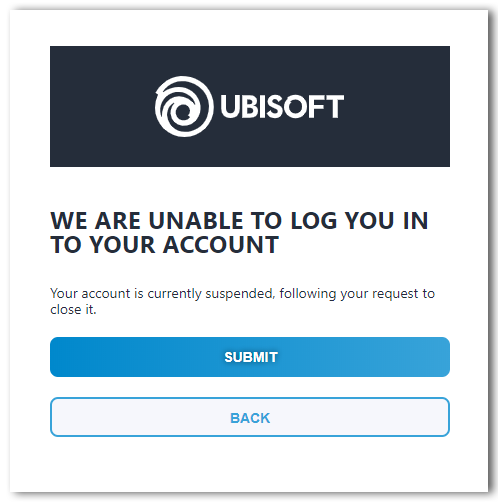 Account Suspended Following Closure Request Ubisoft Help